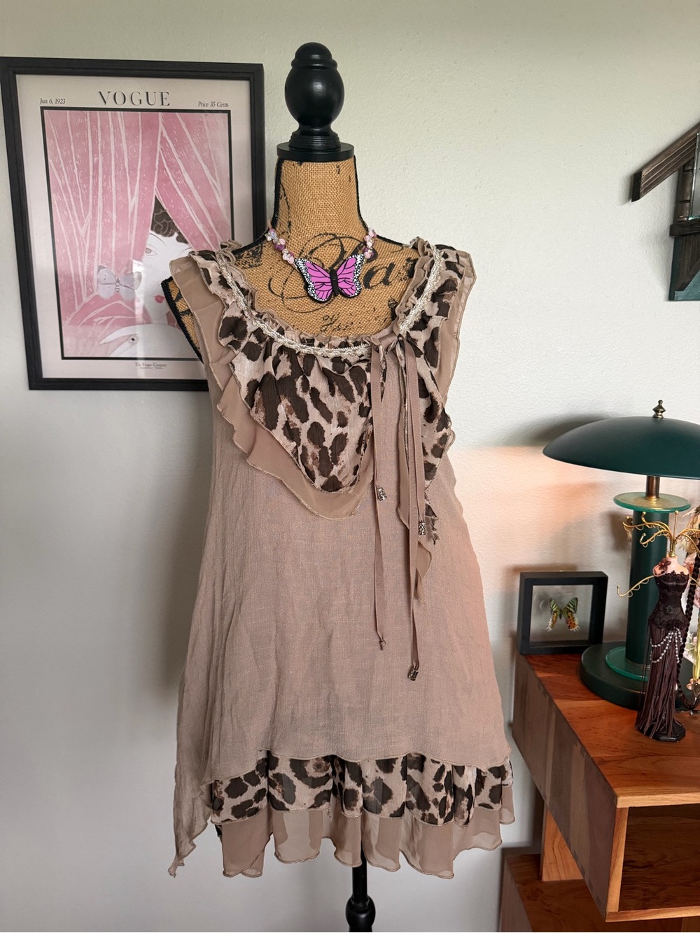 Vintage Y2K Fairycore Animal Print Top 🐆🔮🐞